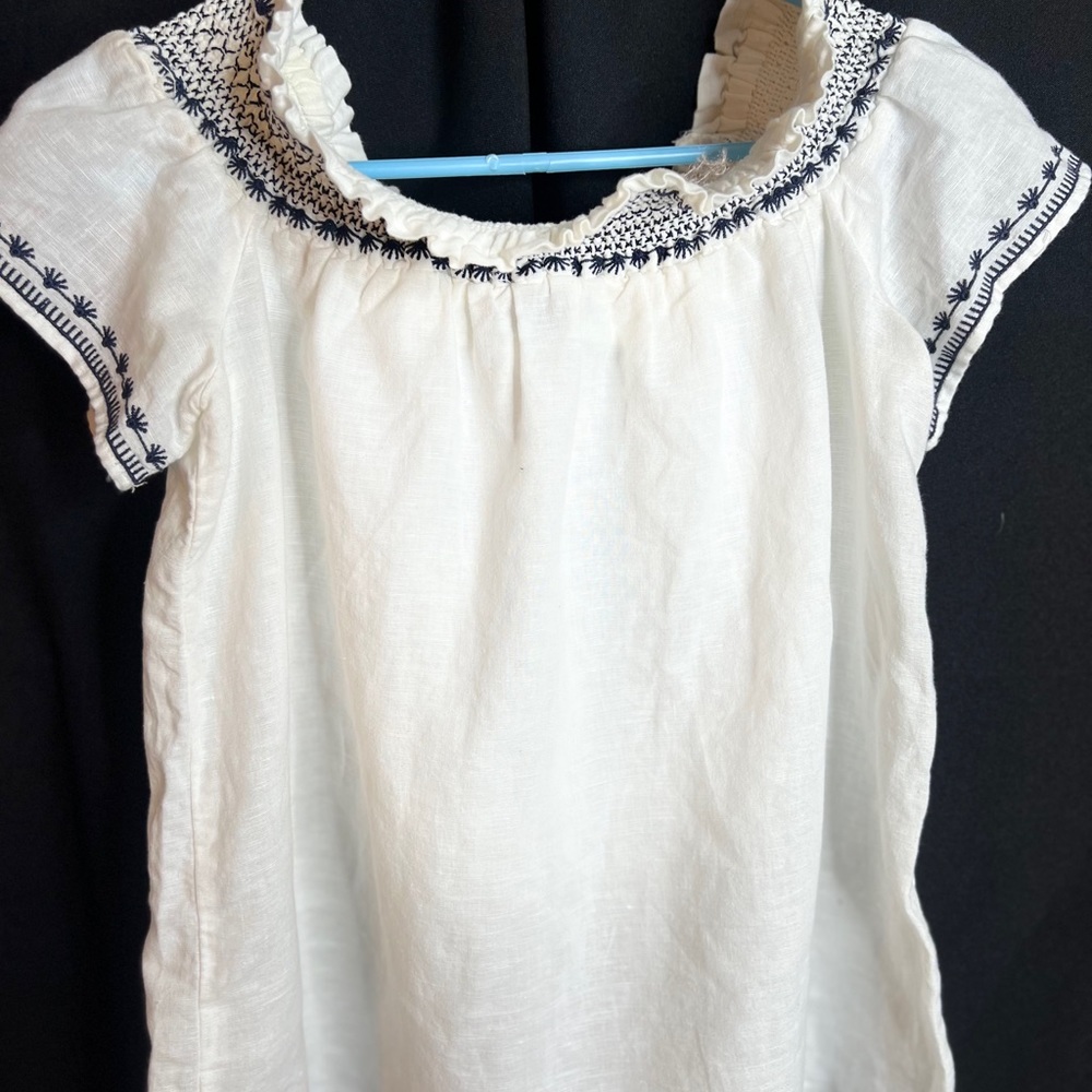 Ann Taylor Linen Cotton Smocked Off The Shoulder Top - Picture 5 of 6
